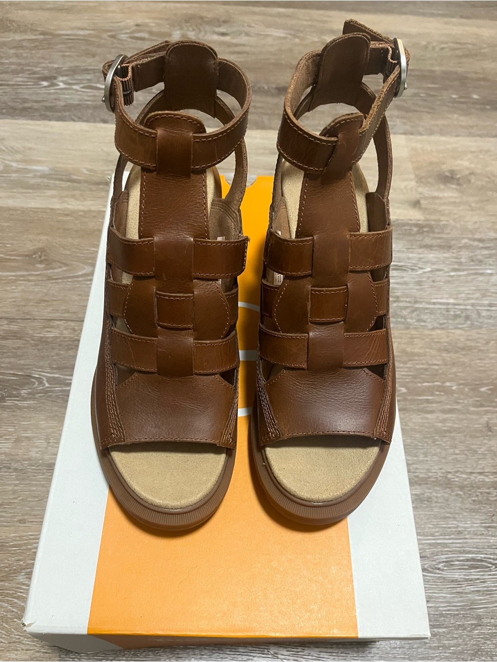 Timberland Brown Leather Woven Gladiator Sandals